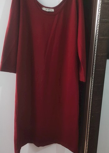 Bordo Kadın Uzun Kollu Triko Elbise - Görsel 2