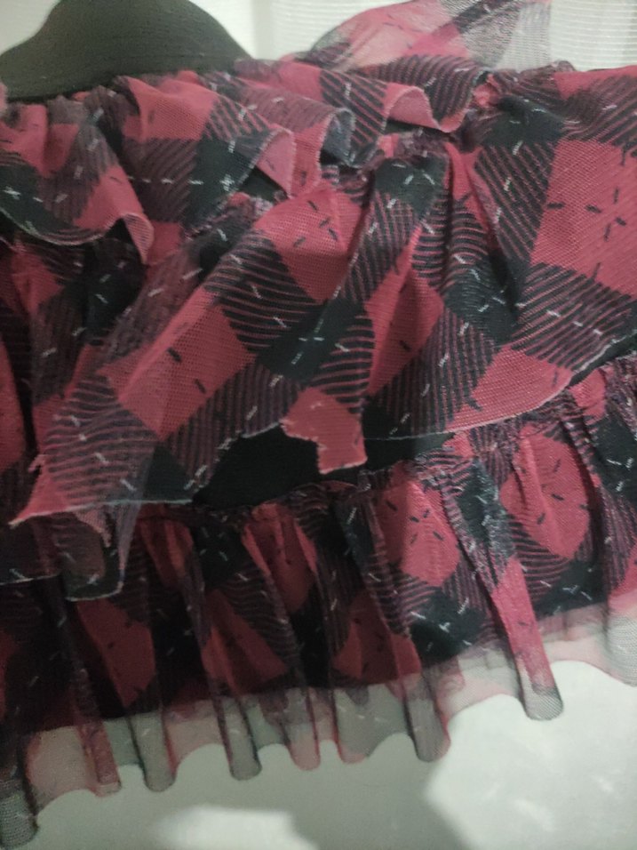 Bordo Bağlama Desenli Fırfırlı Kız Eteği - Görsel 2