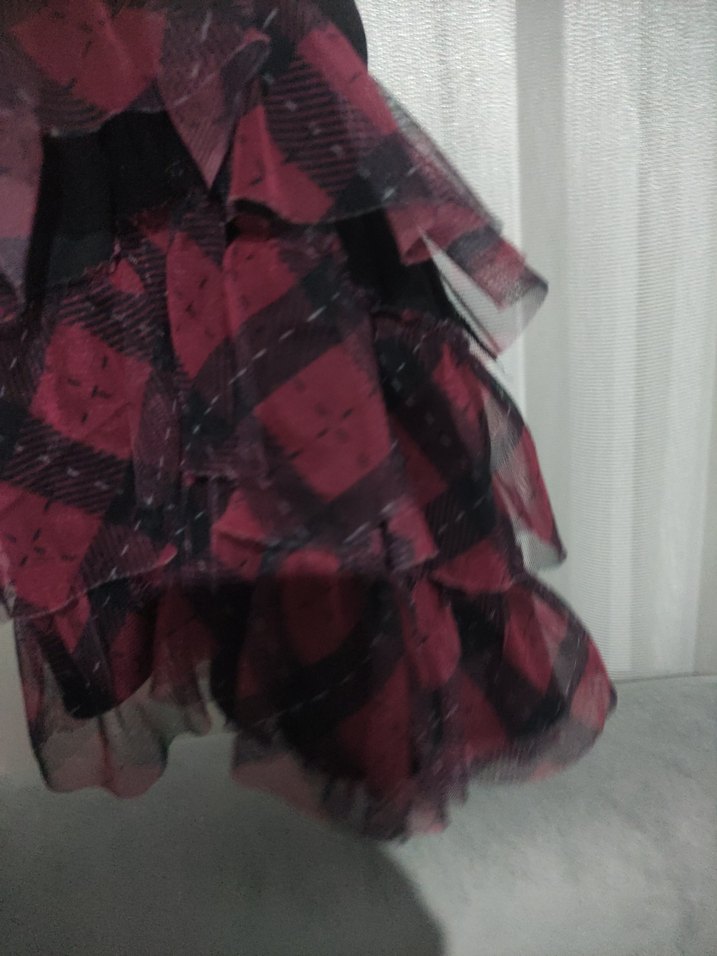 Bordo Bağlama Desenli Fırfırlı Kız Eteği - Görsel 3