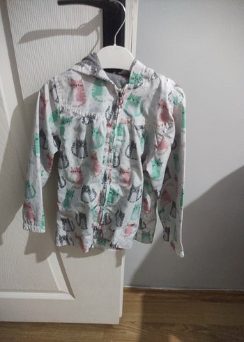 Kız Çocuk Gri Desenli Uzun Kollu yagmurluk - Görsel 2