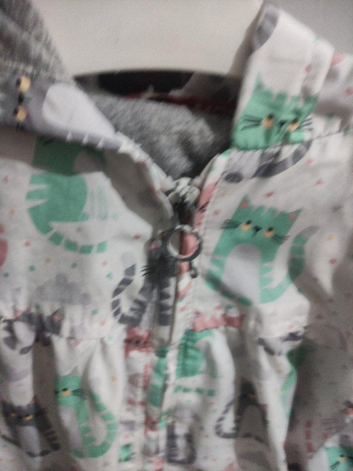 Kız Çocuk Gri Desenli Uzun Kollu yagmurluk - Görsel 3