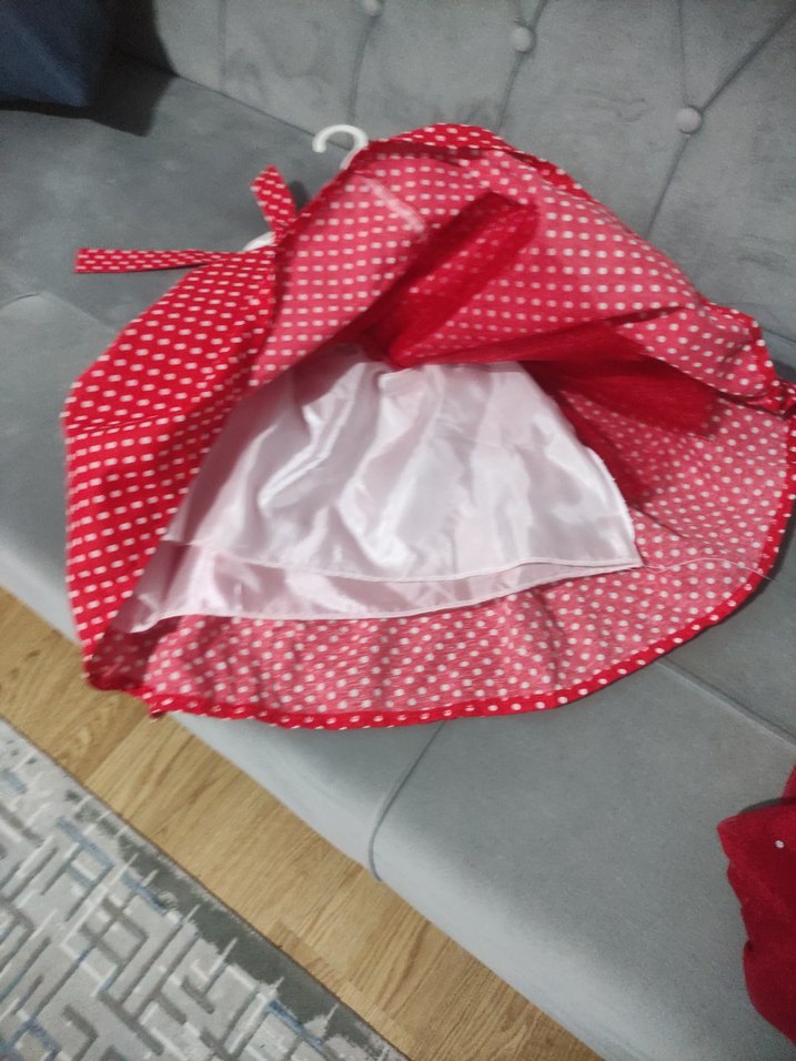 Kırmızı Puantiyeli Kız Çocuk Eteği - Görsel 3