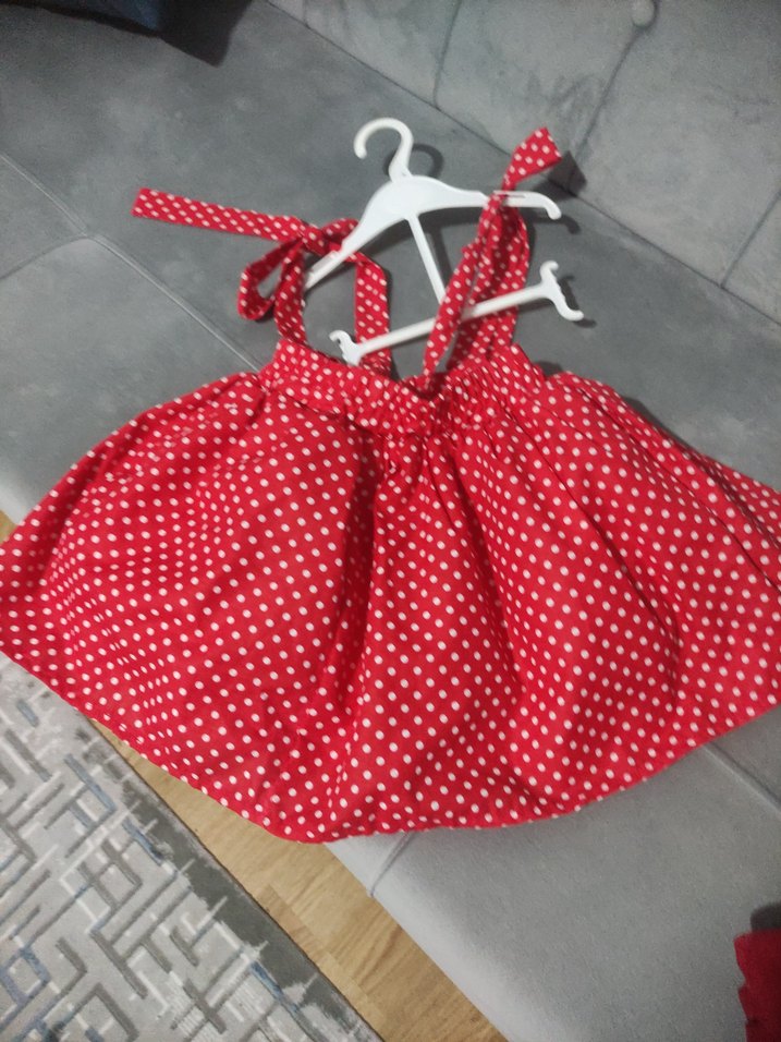 Kırmızı Puantiyeli Kız Çocuk Eteği - Görsel 4