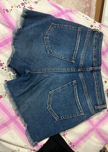 Kadın Mavi Mini Denim Şort - Görsel 4