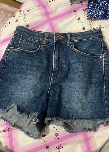 Kadın Mavi Mini Denim Şort - Görsel 3