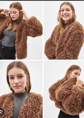 Kahverengi Kadın Suni Kürk Mont - Görsel 2