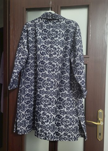 Gri Desenli Bohem kap/ trenckot - Görsel 3