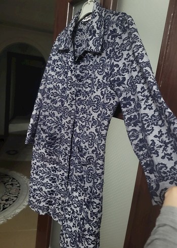 Gri Desenli Bohem kap/ trenckot - Görsel 2