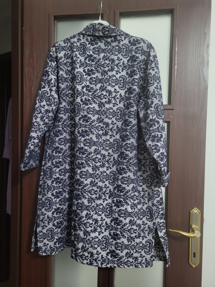 Gri Desenli Bohem kap/ trenckot - Görsel 3