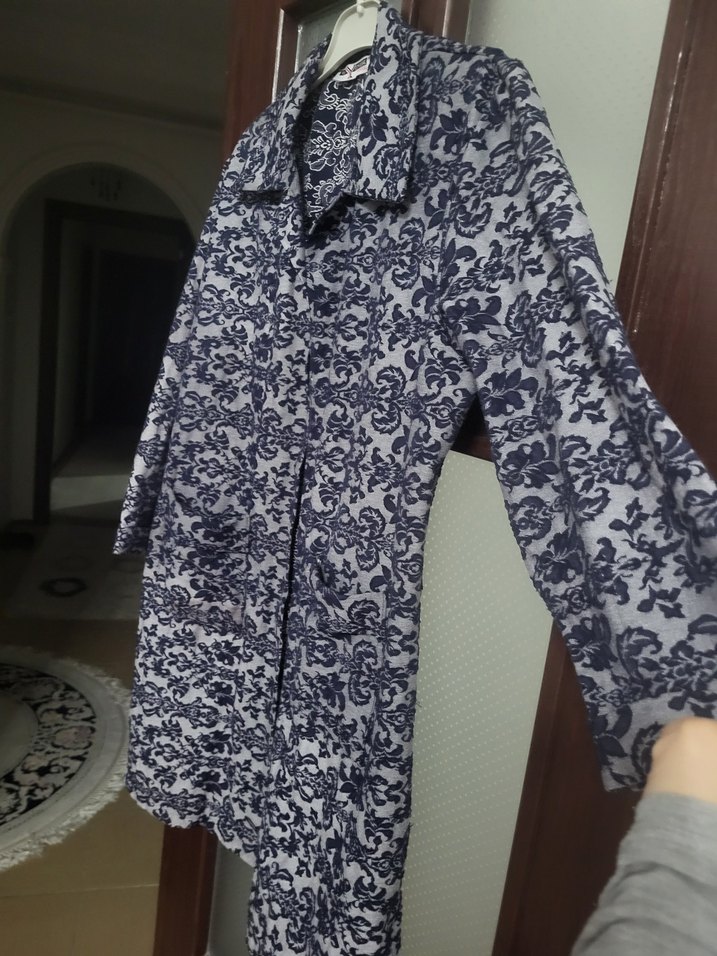 Gri Desenli Bohem kap/ trenckot - Görsel 2