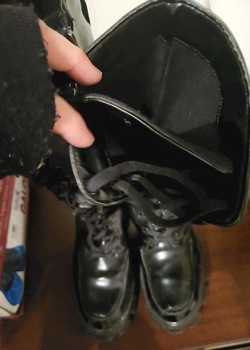 Siyah Deri Dizüstü Gotik Topuklu Çizme - Görsel 9