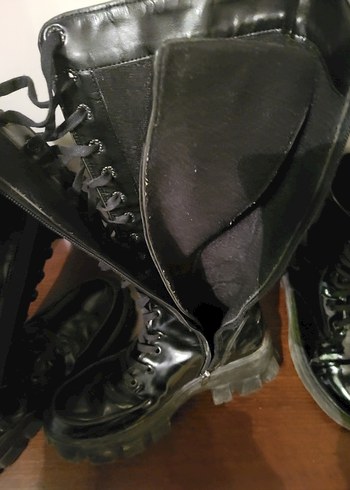 Siyah Deri Dizüstü Gotik Topuklu Çizme - Görsel 10