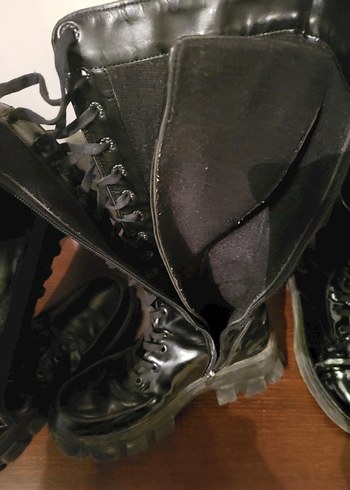 Siyah Deri Dizüstü Gotik Topuklu Çizme - Görsel 11