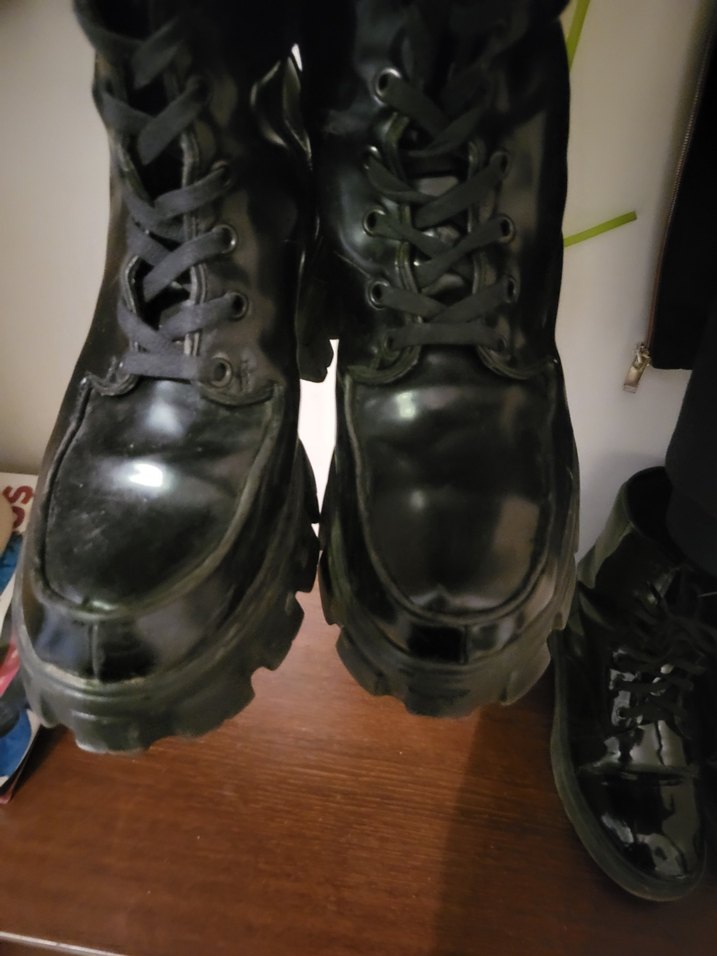 Siyah Deri Dizüstü Gotik Topuklu Çizme - Görsel 3