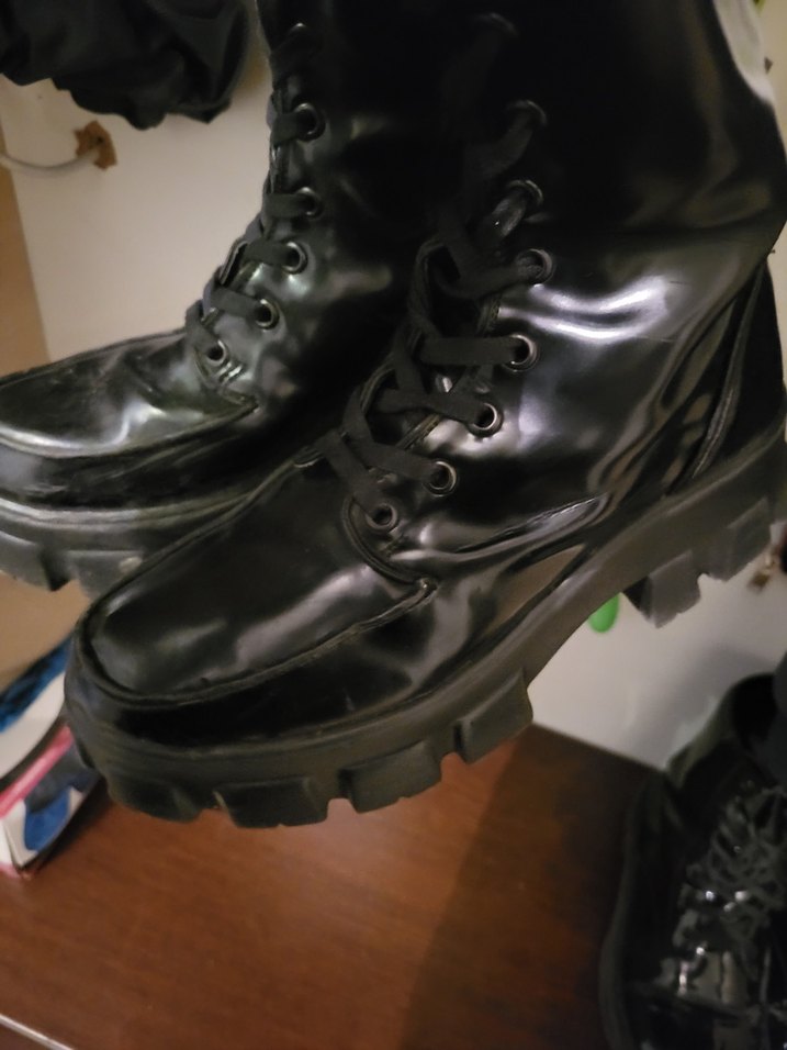 Siyah Deri Dizüstü Gotik Topuklu Çizme - Görsel 2