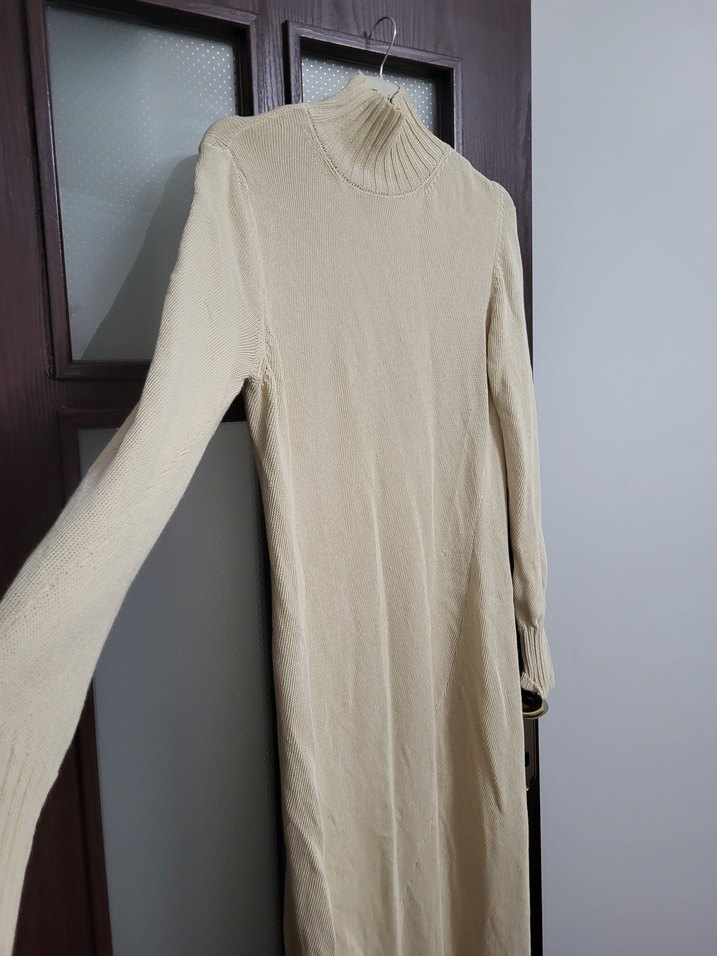 Bej Uzun Kollu Triko Kadın Elbise sıfır ürün etiketi yok - Görsel 3