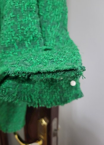 Düğmeli Yeşil Keten Kadın Gömlek sıfır ürün etiketi yok - Görsel 8