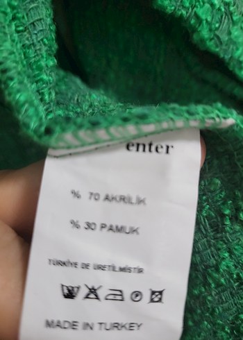 Düğmeli Yeşil Keten Kadın Gömlek sıfır ürün etiketi yok - Görsel 4