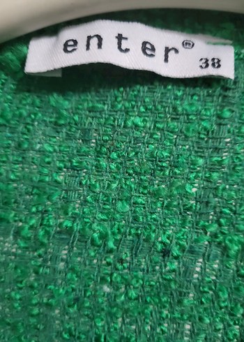 Düğmeli Yeşil Keten Kadın Gömlek sıfır ürün etiketi yok - Görsel 5