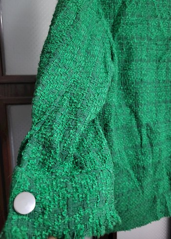 Düğmeli Yeşil Keten Kadın Gömlek sıfır ürün etiketi yok - Görsel 10