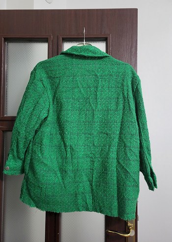 Düğmeli Yeşil Keten Kadın Gömlek sıfır ürün etiketi yok - Görsel 3