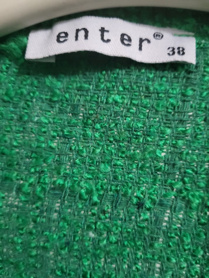 Düğmeli Yeşil Keten Kadın Gömlek sıfır ürün etiketi yok - Görsel 5