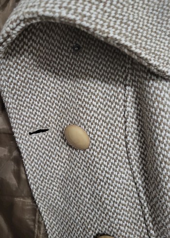 Koton marka Düğmeli Bej Midi Kadın Yün Kaban - Görsel 5