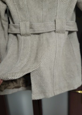 Koton marka Düğmeli Bej Midi Kadın Yün Kaban - Görsel 6