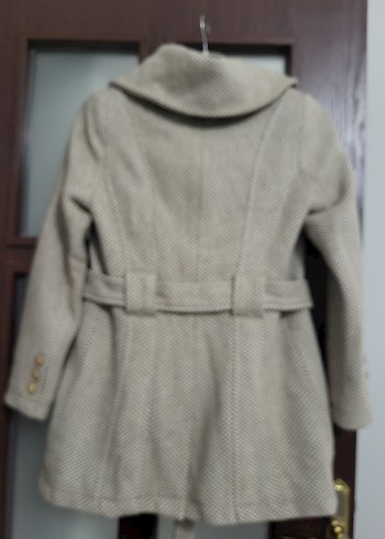 Koton marka Düğmeli Bej Midi Kadın Yün Kaban - Görsel 4