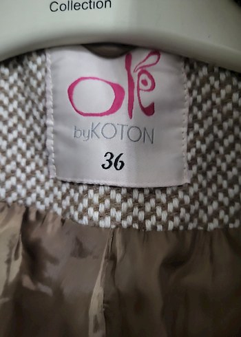 Koton marka Düğmeli Bej Midi Kadın Yün Kaban - Görsel 9