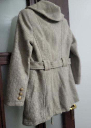 Koton marka Düğmeli Bej Midi Kadın Yün Kaban - Görsel 2