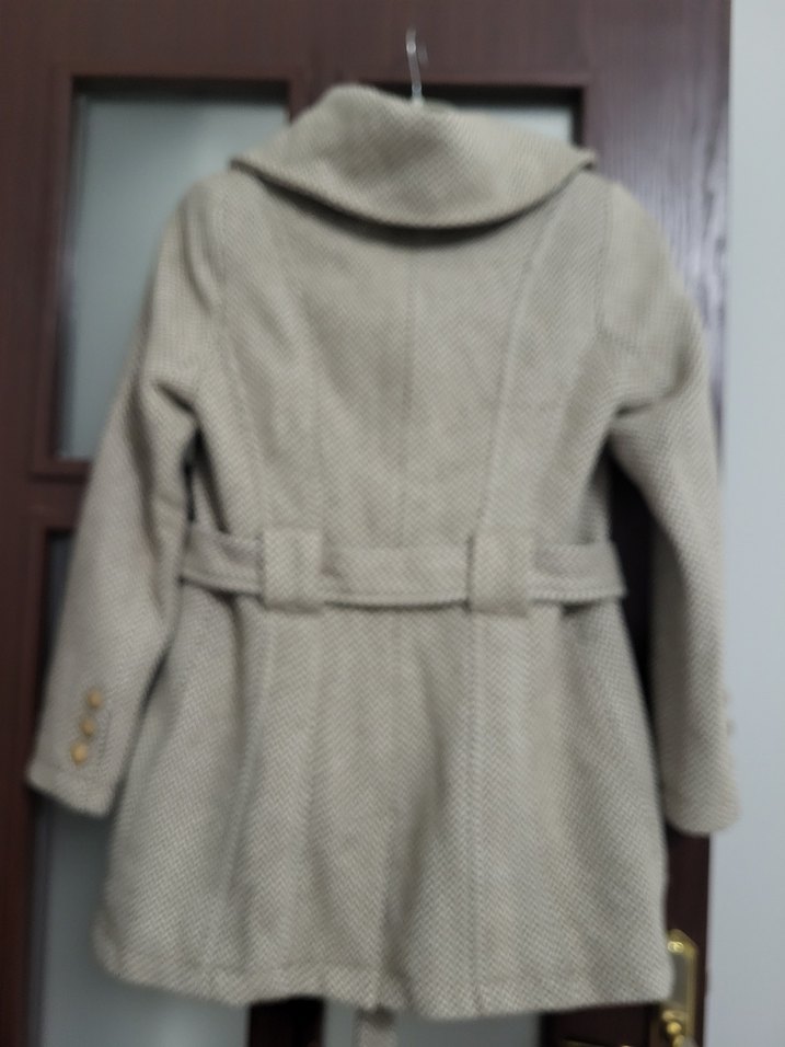 Koton marka Düğmeli Bej Midi Kadın Yün Kaban - Görsel 4