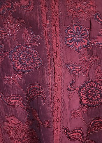 Bordo Düğmeli Uzun Kadın Klasik Ceket - Görsel 4