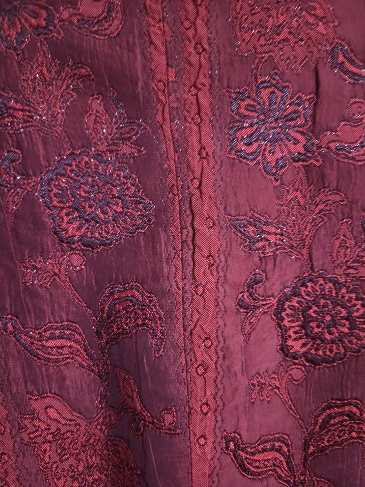 Bordo Düğmeli Uzun Kadın Klasik Ceket - Görsel 4