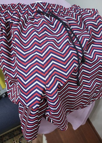 Bordo Pilili Tie-Dye Erkek Mini Şort - Görsel 4