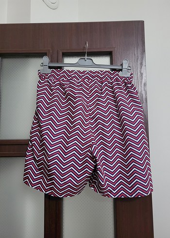 Bordo Pilili Tie-Dye Erkek Mini Şort - Görsel 3