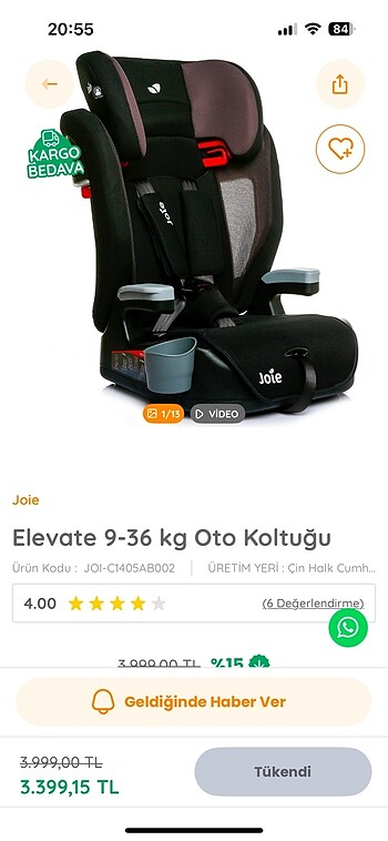 Joie Joie Oto koltuğu