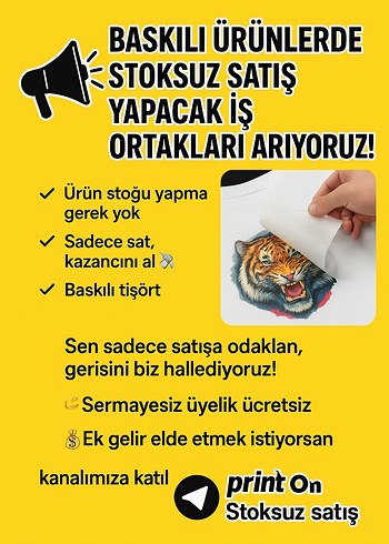 Stoksuz Baskılı Tişört Satış Ortaklığı