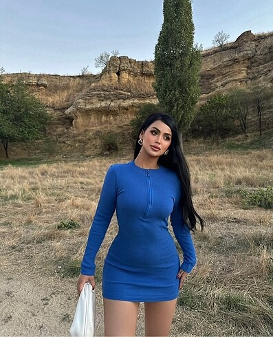 Zara Saks elbise