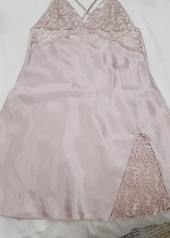 pudra Bohem Midi İp Askılı Kadın Gecelik - Görsel 2