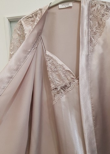 pudra Bohem Midi İp Askılı Kadın Gecelik - Görsel 5