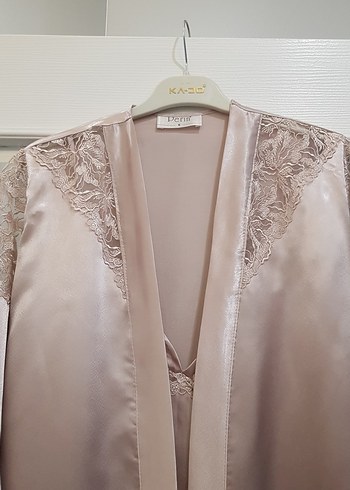 pudra Bohem Midi İp Askılı Kadın Gecelik - Görsel 4