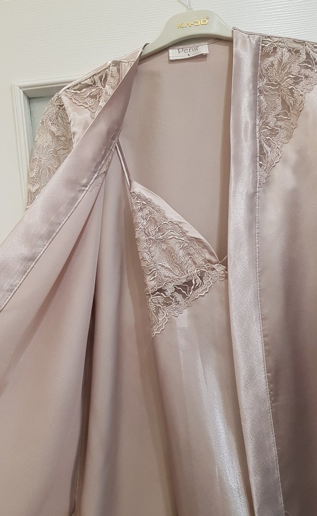 pudra Bohem Midi İp Askılı Kadın Gecelik - Görsel 5