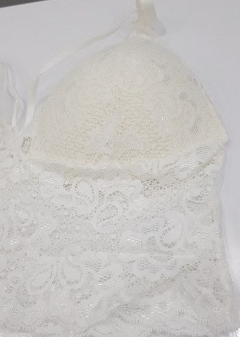 Beyaz Dantel Midi Bralet - Görsel 3