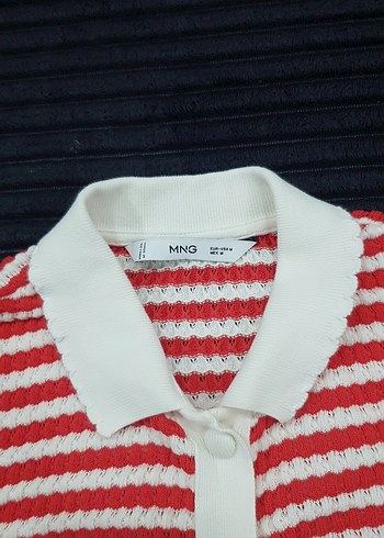 Kısa Kollu Örgü Kırmızı Mini Gömlek - Görsel 2