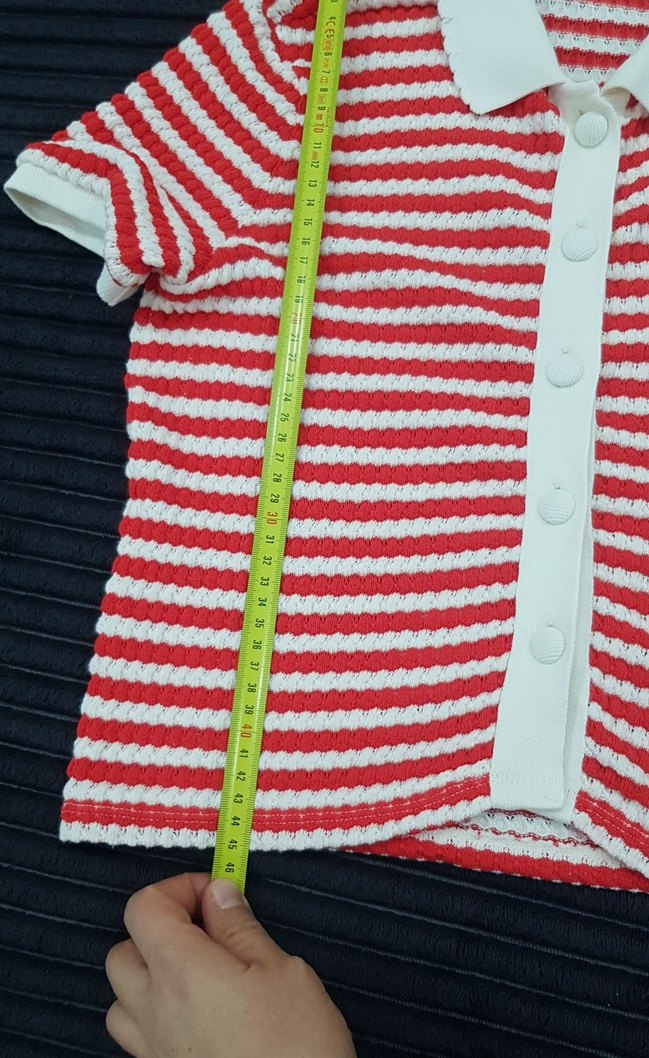 Kısa Kollu Örgü Kırmızı Mini Gömlek - Görsel 4