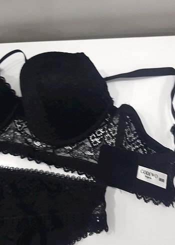 Siyah Gotik Dantelli Midi Sütyen Takımı - Görsel 2