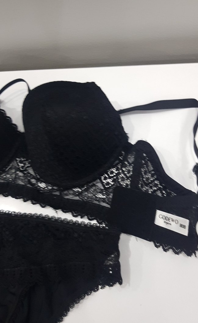 Siyah Gotik Dantelli Midi Sütyen Takımı - Görsel 2
