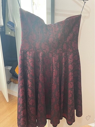 m Beden bordo Renk Gotik mini elbise