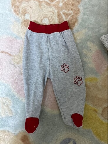 3-6 Ay Beden gri Renk İki adet patikli pijama